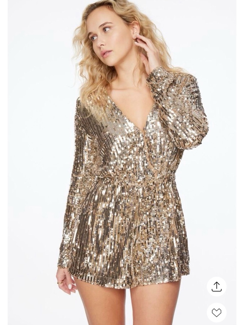 Dynamite Rose Gold Sequin Mini Romper
